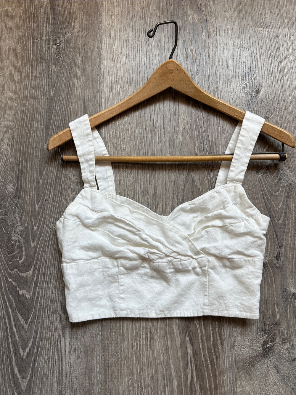 Banana Republic White Linen Cropped Bustier Tank Top Linen Blend